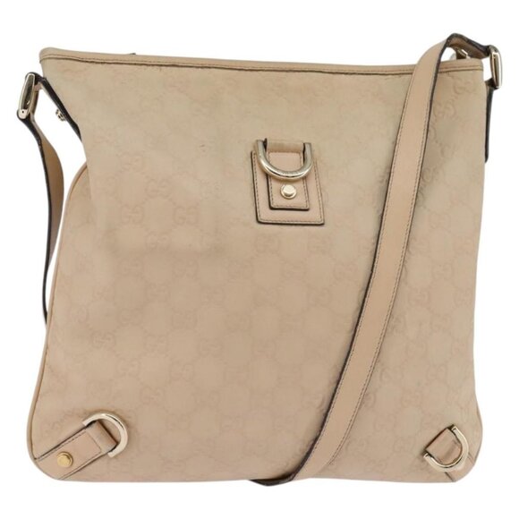 GUCCI GG Canvas Guccissima Abbey Bag Leather Beige Gold 131326 Auth 147484 - Picture 2 of 16